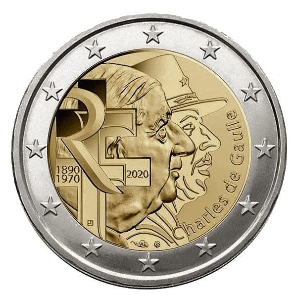 Encore disponible : la monnaie commémorative de 2 Euros Charles De Gaulle !